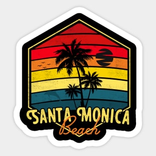 Santa Monica Beach Surfing California Retro Sticker